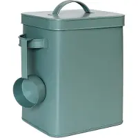 Relaxdays metalen opbergdoos, 6,5 liter, met doseerhulp, geschikt voor diervoer en levensmiddelen, luchtdicht, wasmiddelcontainer, groen