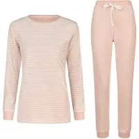 Louise Dames winter pyjama set lang badstof gestreept