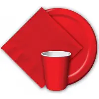 Haza Rode papieren feest bekertjes - 40x stuks - 256 ml - Wegwerpbekertjes van papier - tafeldecoratie