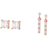 Faina Oorbellen goud / framboos / rosé / transparant