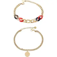 Faina Armband donkerblauw / goud / rood / transparant