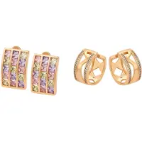 Faina Oorbellen goud / lila / rosa / transparant