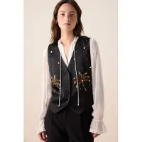 Sissy-Boy Zwart gilet met palmbomen | Maat: XL