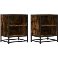 vidaXL Nachtkastjes 2 st 40x31x50 cm bewerkt hout&metaal gerookt eiken