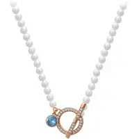 Gaya Ketting blauw / rose-goud / parelwit