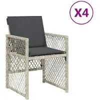 vidaXL Tuinstoelen 4 st met kussens poly rattan lichtgrijs
