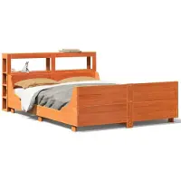 vidaXL Bedframe zonder matras massief grenenhout wasbruin 135x190 cm