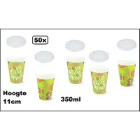 TakeAware 50x Milkshake beker Relax groen 350ml + 50x deksel - Karton - Drinken beker thema feest festival evenement fun diner milkshakebeker