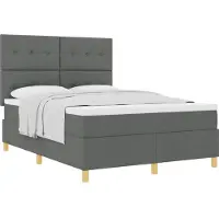 vidaXL Boxspring bed met hoofdeinde Donkergrijs 140 x 200 cm Stof