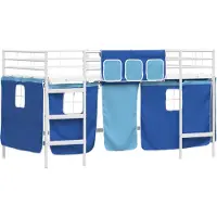 vidaXL Bunkbed voor kinderen met gordijnen Wit en Blauw 100 x 200 cm