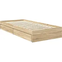 vidaXL Opbergbed met lade Sonoma Eik 75 x 190 cm Bewerkt hout
