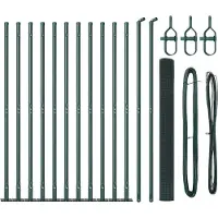 vidaXL gelast draadhek met betonnen voetstuk 25 x 1,4 m Groen Mesh