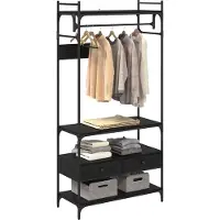 vidaXL Garderobekast, zwart, eikenlook, 89 x 39 x 184,5 cm