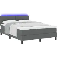 vidaXL Boxspring bed met hoofdeinde Donkergrijs 140 x 190 cm Stof