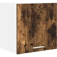 vidaXL - Hangkast - Gerookte - Eik - en - Wit - 40 - x - 31 - x - 40 - cm - Bewerkt - hout
