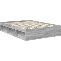 vidaXL Bedframe met hoofdeinde Grijs Sonoma 135 x 190 cm Bewerkt hout