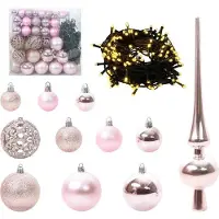 vidaXL Kerstbal Set met 300 LED 120 pcs Roze Kunststof