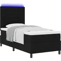 vidaXL Boxspring bed met matras met LED Zwart 90 x 200 cm Stof