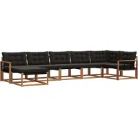 vidaXL Buiten bank set 7 st Natuurlijk en zwart Massief Acacia Hout
