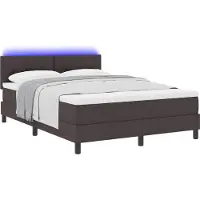vidaXL Boxspring bed met hoofdeinde Donkerbruin 140 x 190 cm Stof
