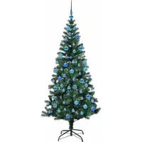 vidaXL Kunststof Voorverlichte Kerstboom met 300 LED Groen 180 cm PVC