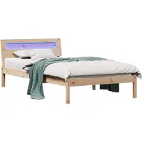 vidaXL Bedframe met hoofdeinde Bruin 90 x 200 cm Massief grenenhout