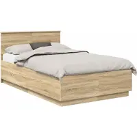 vidaXL Bedframe met hoofdeinde Sonoma Eiken 120 x 200 cm Bewerkt hout