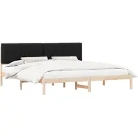 vidaXL Bedframe met Gevoerde Hoofdbord Zwart 200 x 200 cm