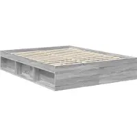 vidaXL Bedframe Grijs Sonoma 150 x 200 cm Massief grenenhout