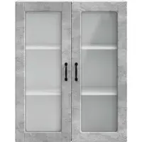 vidaXL Wandkast met glazen deuren, model PORTO, betonlook, grijs, 80 x 31 x 100 cm