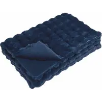 vidaXL - Antislip - deken - van - imitatie - konijnenbont - Olite - Marine - Blauw