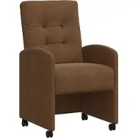 vidaXL Eetkamerstoelen met wielen 2 st Faux suede leer Bruin