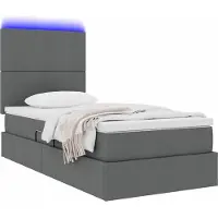 vidaXL LED opbergbed met matras Donkergrijs 90 x 200 cm Stof