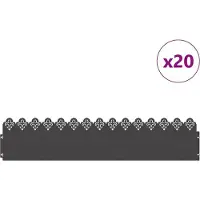 vidaXL Gazonranden 20 st 103 x 0,05 x 22 cm Staal Zwart