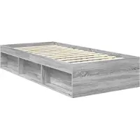 vidaXL Bedframe Grijs Sonoma 90 x 200 cm Massief grenenhout