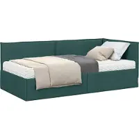 vidaXL Hoekbedframe met Matras 2 st Donkergroen 90 x 190 cm Fluweel