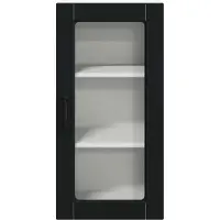 vidaXL Wandglas Kasten LUCCA Zwart 40 x 31 x 80 cm Bewerkt hout