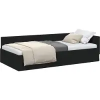 vidaXL Hoek Bed Frame met hoofdeinde Zwart 100 cm x 200 cm Stof