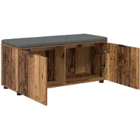 vidaXL Hallenbank Oudhout 100 x 38 x 46 cm Geengineerd Hout en Stof