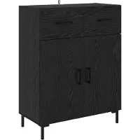 vidaXL Highboard Zwart Eiken 69,5 x 34 x 180 cm Bewerkt hout