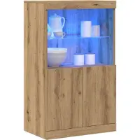 vidaXL LED Dressoir Bruin 60 x 37 x 100 cm Bewerkt hout