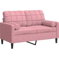 vidaXL Tweezitsbank met sierkussens 120 cm fluweel roze