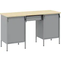 vidaXL Werkbank met opbergruimte, 3 stuks, zwart, voor ingenieurs, van hout en staal