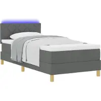 vidaXL LED Box Spring Bed met hoofdeinde Donkergrijs 90 x 200 cm Stof