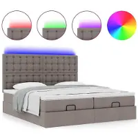 vidaXL Ottoman bed met matrassen en LED's 180x200cm stof taupe