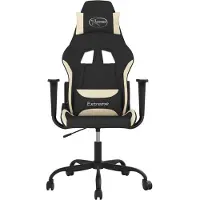 vidaXL Massage gamestoel stof zwart en crèmekleurig