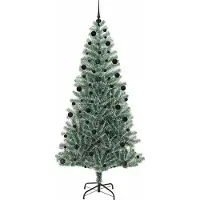 vidaXL Kunstkerstboom Sneeuw Gevlokt met LED Licht Groen en Wit 210 cm
