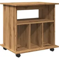 vidaXL Rolkast 60x45x60 cm bewerkt hout artisanaal eikenkleurig