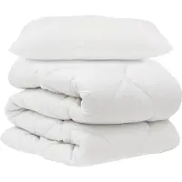 vidaXL Deken Set met kussen 2 st Wit Microvezel