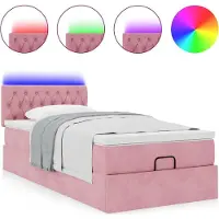vidaXL Bed poef met matras en LED's 80x200 cm fluweel roze